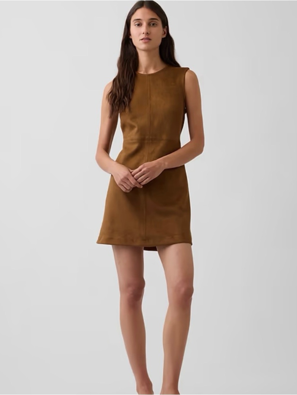 GAP Sleeveless Brown vegan Suede-Look Mini shift Dress 70s westerncore boho